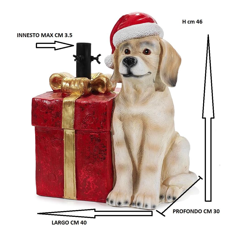 Base per Albero di Natale a Forma di Cane con Pacco Regalo