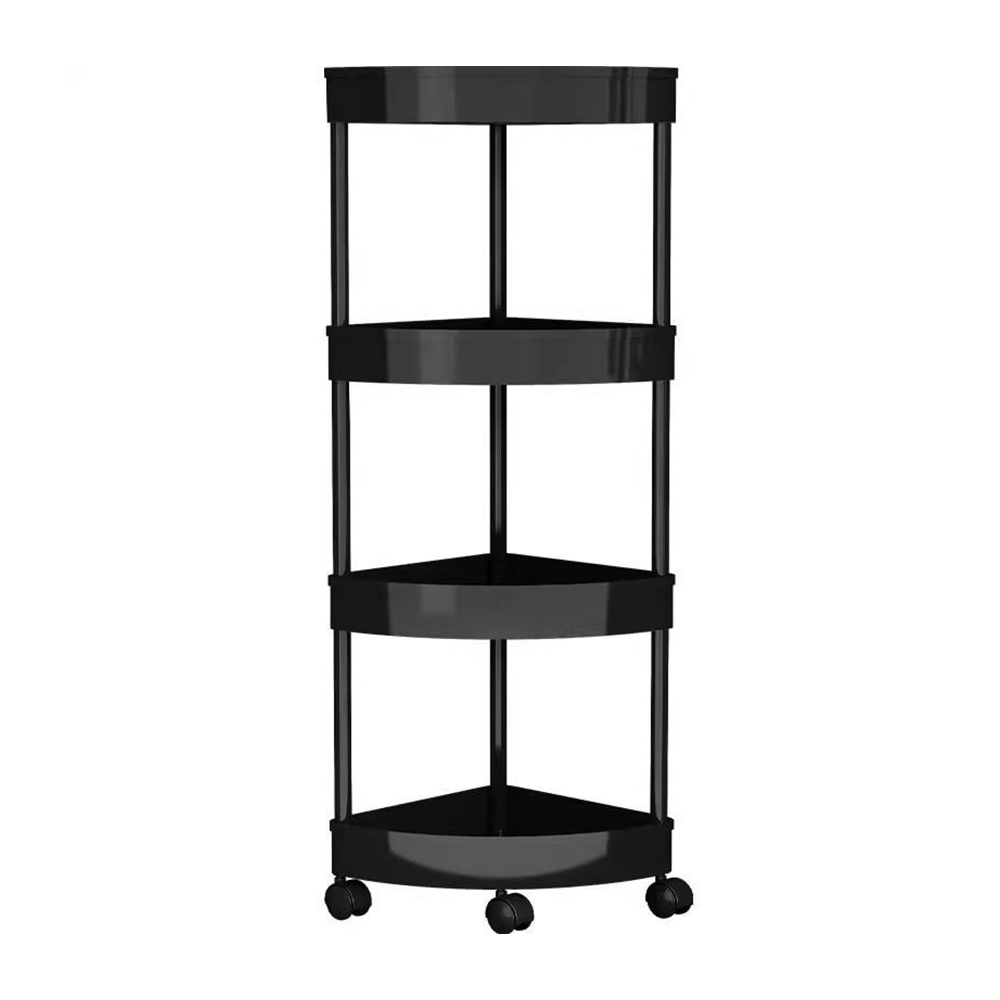 Carrello Angolare Doccia 4 Ripiani Mobile Bagno e Cucina con Ruote Portaoggetti Salvaspazio