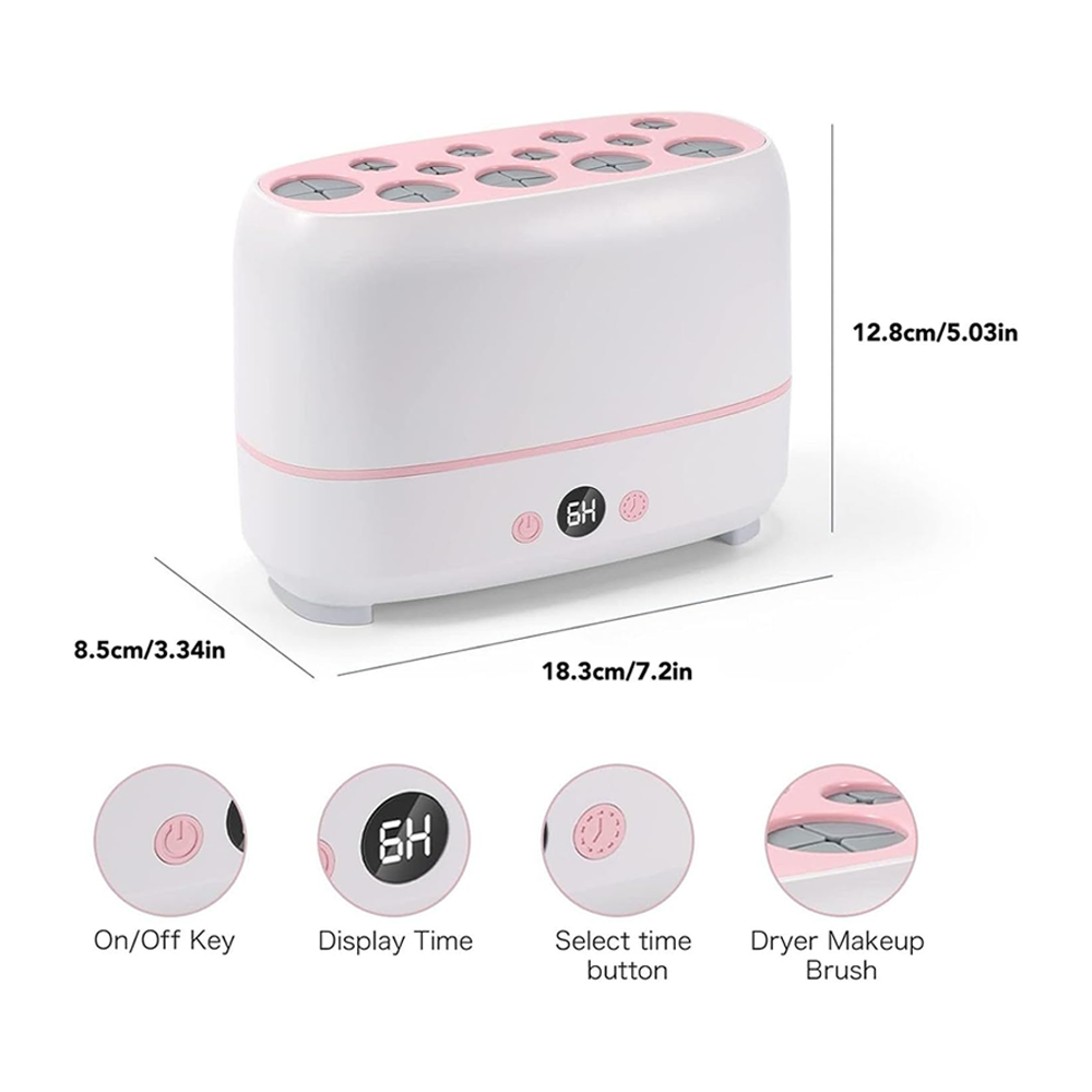 Lavapennelli Elettrico 2 in 1 con 12 Slot per Pennelli Make Up