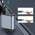Caricatore Auto Retrattile 4 in 1 con Cavi Integrati Type-C e Lightning