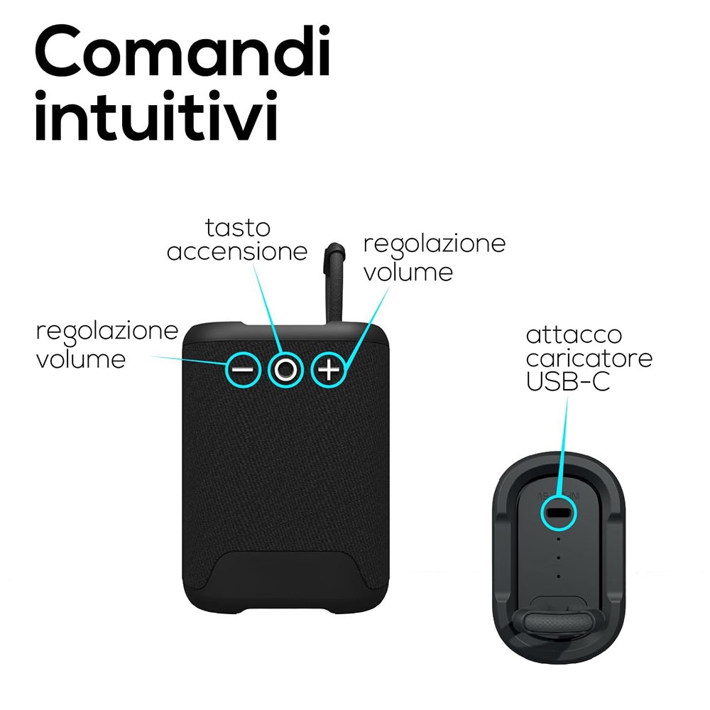 Speaker Bluetooth Tascabile BT5.0 con Batteria 1200mAh