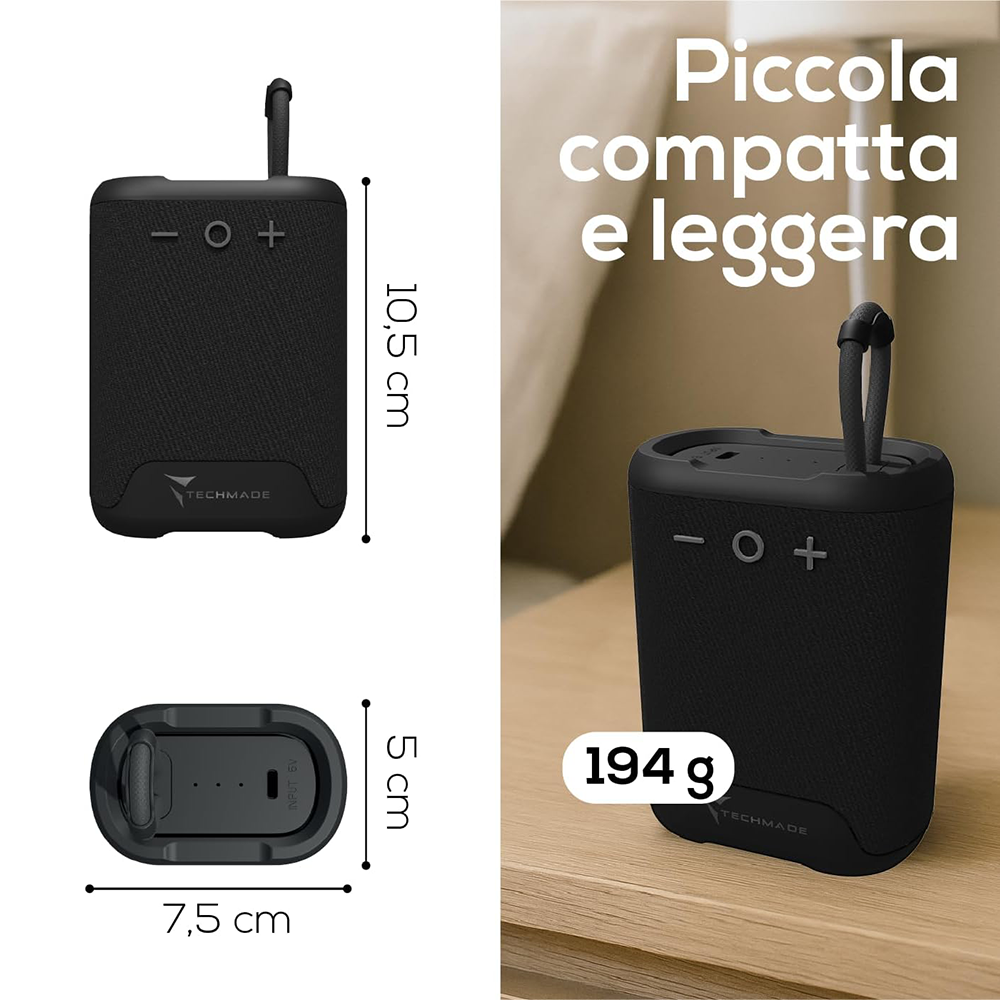 Speaker Bluetooth Tascabile BT5.0 con Batteria 1200mAh