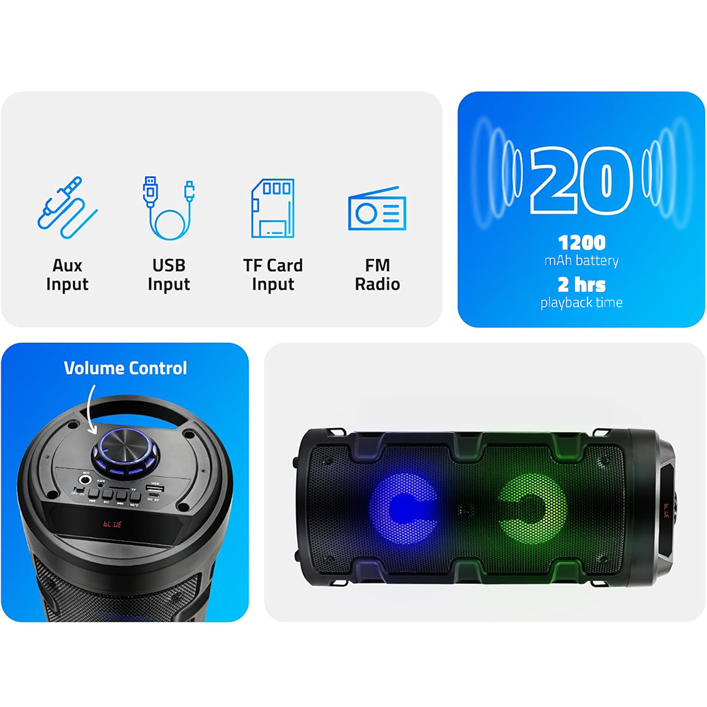 Altoparlante Bluetooth Super Bass con LED Lampeggiante