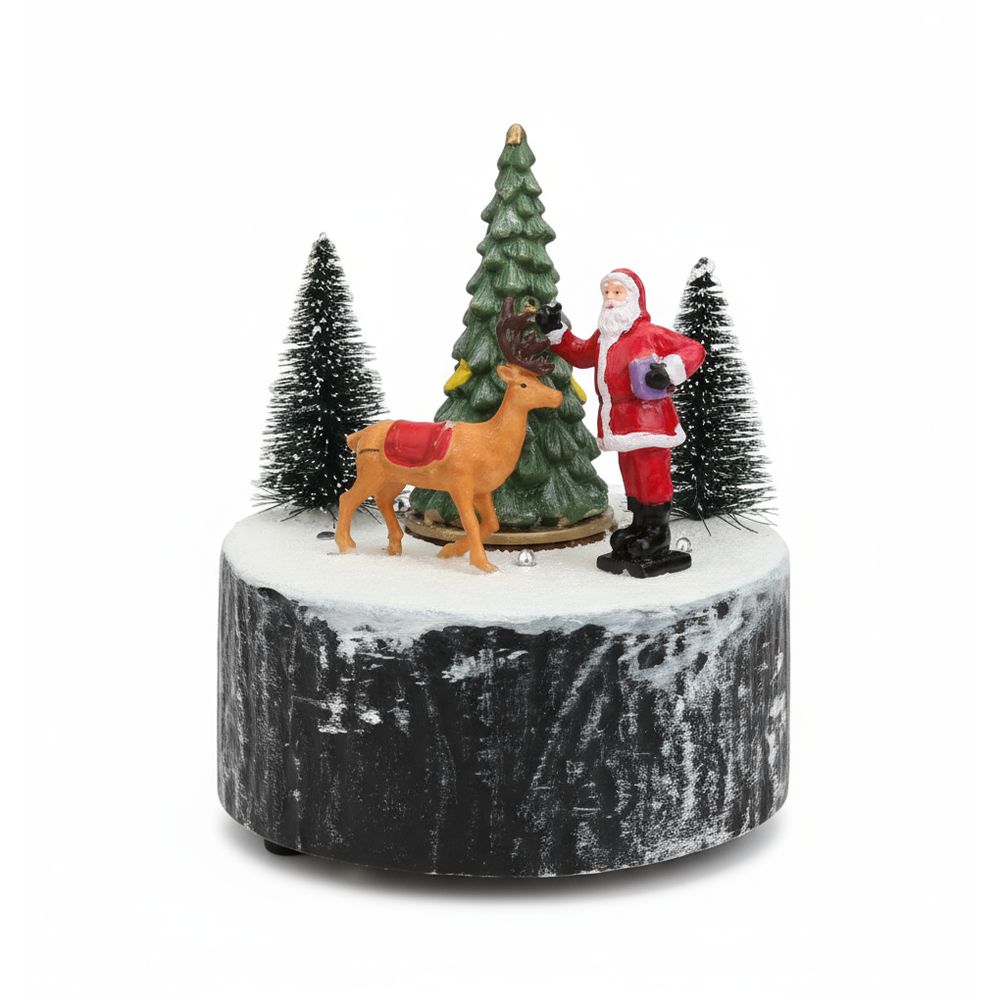 Carillon Natalizio Babbo Natale con Renna con Musica, Luci e Movimento